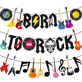 Born to Rock Banner Rock and Roll Party Decorations for 1950s Music Themed Party Supplies Rock Party Favors Record Wall Decor