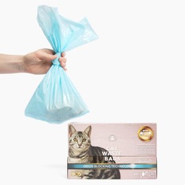 BOS Odor-Sealing Cat Poop Bags for Pet Waste & Kitty Litter - Disposal Bags - Scent & Smell Free (60 Bags) [Size: L, Color: Light blue] ★Brand-new packaging!! ★NOT a litter box liner