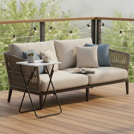 FurnitureR Folding TV Tray Tables, Foldable Side Table Dinner Trays, Marble Print Finish Snack Tables for Bed Couch Sofa, Stable Metal Frame, Space Saving, Set of 2, Marble White