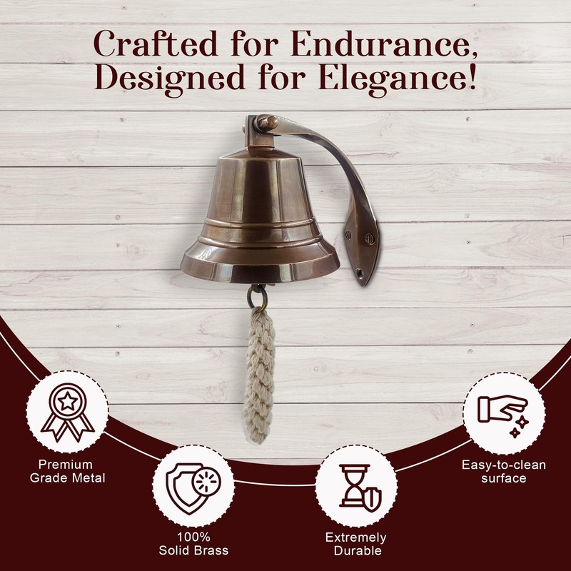 THDC Nautical Hanging Wall Mountable 4" Solid Brass Ship Bell