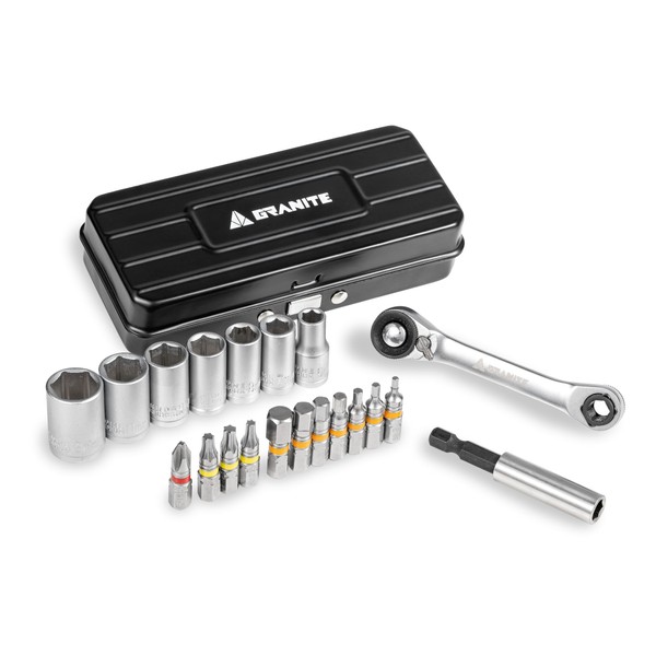 Granite Duet Ratchet Tool Kit with Hex Bit and Socket,
