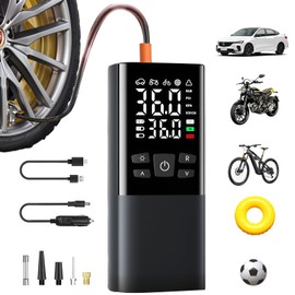 Elektrische Luftpump 150PSI, Kabelloser Akku Fahrradpumpe, Tragbare 6000mAh Kompressor, Wiederaufladbare USB-C Reifenpumpe mit alle ventile und LED Anzeige, für Auto, Fahrräder, Motorräder, & Bälle