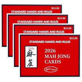 Mahjong Cards 2026 Revisión oficial para la temporada 2026-2027, impresión grande de American Mah Jongg Guía de reglas fácil de leer, perfecto para noches de juego y fiestas (4 colores