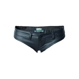 Faringoto Women's Low Rise Stretch PU Faux Leather Button Zip Hot Pants