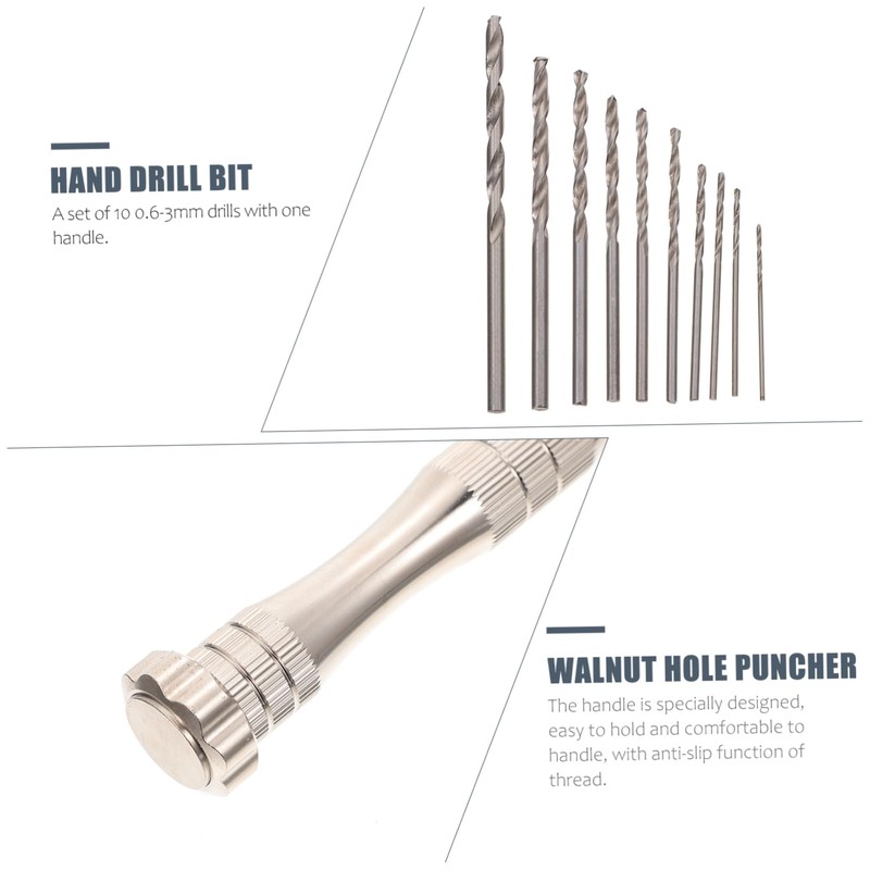 SHINEOFI 1Set Precision Hand Drill Bit Alloy Manual Punch Drill