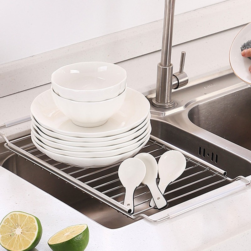 Telescopic Sink Storage Rack Stainless Steel Expandable Kitchen Sink Organizer