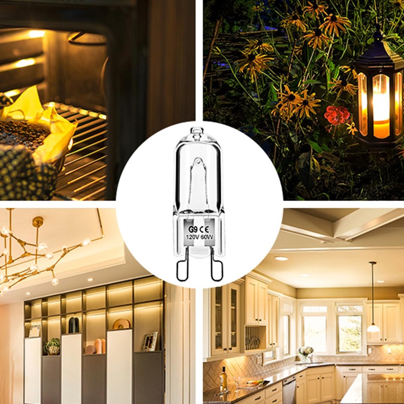 Jaenmsa 60W G9 Halogen Light Bulbs 2 Pin, 12 Pcs