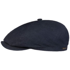Stetson Linen Flat Cap Hat UV Protection Women Men Summer Made in the EU, darkblue, S