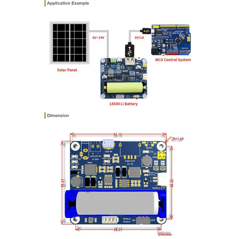 Waveshare Solar Power Management Module for 6V~24V Solar Panel Multi