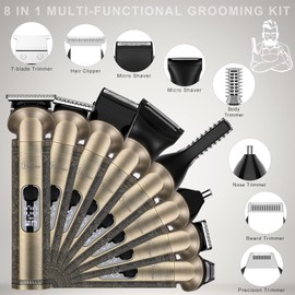 Hatteker Cortadora De Pelo, Afeitadora, Navaja Nasal, Recortadora De Cuchillas T, Kit De Belleza Corporal Impermeable, Afeitadora Masculina, Carga Usb, Cuchilla Súper Frontal 8 en 1