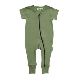 PARADE Organic Essentials '2-Way' Zip Romper - Short Sleeve Olive Green 2T