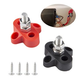 zipelo 2Pcs 5/16"Bus Bar, Power Distribution Junction Block Post Positive Negative, M8 48V Terminal Insulated Dual/Single Stud, Car Accessories for Truck RV Boat