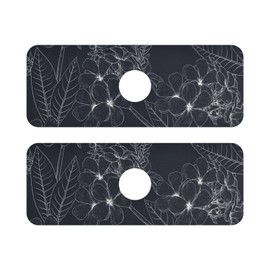 Tatenale Kitchen Sink Splash Guard Sink Faucet Mat Faucet Handle Drip Catcher Drain Mats for Kitchen Bathroom Countertop Absorbent Dish Drying Mat Pad 2pack 14.7x5.4Inch Black White Floral