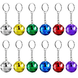 12PCS Disco Ball Keyring,Mini Disco Balls,Small Disco Ball, Mini Disco Ball Keyring, Small Disco Balls for Party Favors, Keychains, and Decorations; Perfect for Weddings, Beach Trips, and Office Use