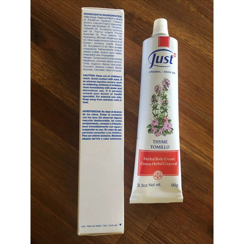 Swiss JUST Crema Herbal Corporal Tomillo Herbal Body Cream Thyme