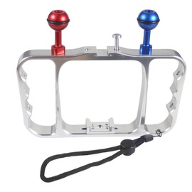 CS PRIORITY Aluminum Handheld Stabilizer Bracket Dual Handle Grip FlashLight Tray Diving Underwater Compatible with HERO 13 12 11 10 9 8 Camera (Silver)