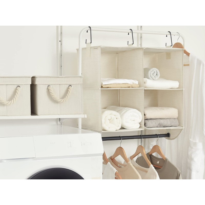 StorageWorks Hanging Closet Organizer with Garment Rod, 4 Section Closet