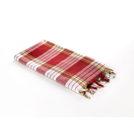 Carenesse Hamam Set, 1 Hamam Cloth Checked Red and 1 Exfoliating Glove Solid