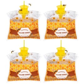 4 Pack Disposable Wasp Traps Outdoor Hanging Carpenter Bee Traps for Outside Yellow Jackets Trap Hornet Trap Wasp Catcher Bug Flies Garden