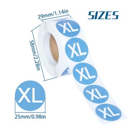 1500 Pcs Clothing Size Stickers Labels 7/8" with Wooden Tabletop Stickers Dispenser, Round Self Adhesive Labels for Clothing T Shirts Retail, 3 Size (Rainbow Color)