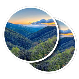 Vinyl Round Stickers (Set of 2) 10cm - Appalachian Mountains Sunset America USA for Laptops, Tablets, Luggage, Scrap Booking, Fridges #50108