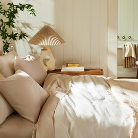 Brooklinen Luxury Percale Duvet Cover - 100% Cotton, Full/Queen Size in Pebble with Extra-Long Corner Ties and Button Closure | Best Sheets for Hot Sleepers