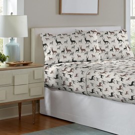 Pointehaven Flannel 170 GSM Sheet Set,Cal King Autumn Deer