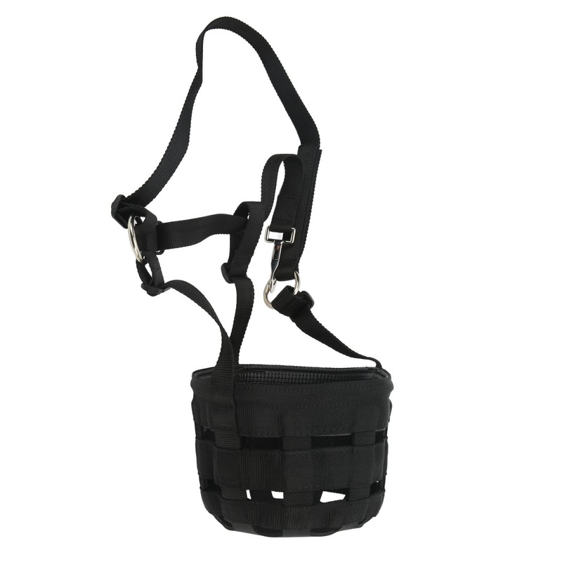 Black Horse Grazing Muzzle Easy Breathe Horse Mouth Cover with