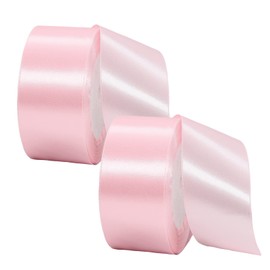 YAAVAAW 2 Rolls Thick Baby Pink Satin Ribbon - 40mm Wide, Double Sided, 22M for Gift Wrapping, Crafting, Cake Decoration, Hair Bows, Bouquets, Christmas & Wedding