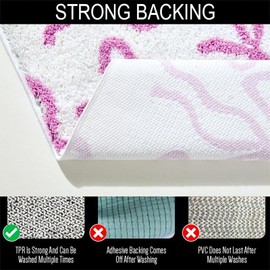 Pink Bow Bath Mat for Girls Kids Bathroom Non Slip, 20x32 Cute Sweet Funky Aesthetic Bath Rug Bathroom Decorations, Absorbent Soft Tufted Washable Trendy Shabby Chic Bathroom Mat for Shower