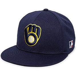 Milwaukee Brewers Flat Navy Blue Mitt Logo Hat Cap Adult Men's Adjustable
