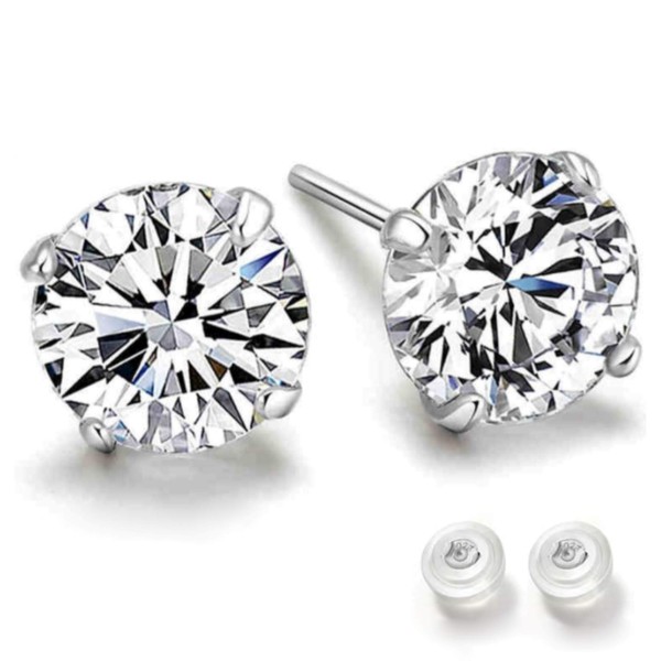 swars Women's 925 Top Grade Zirconia, Silver, 4 Prong Single