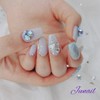 ❣️ Blue Sapphire Shimmer Handmade Nail Tips ✨ - Long