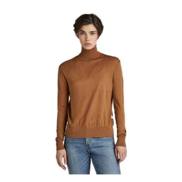 G-STAR RAW Women's Core Roll Neck Knit Pullover Sweater, Brown (oxide Ocre D166-1329), l