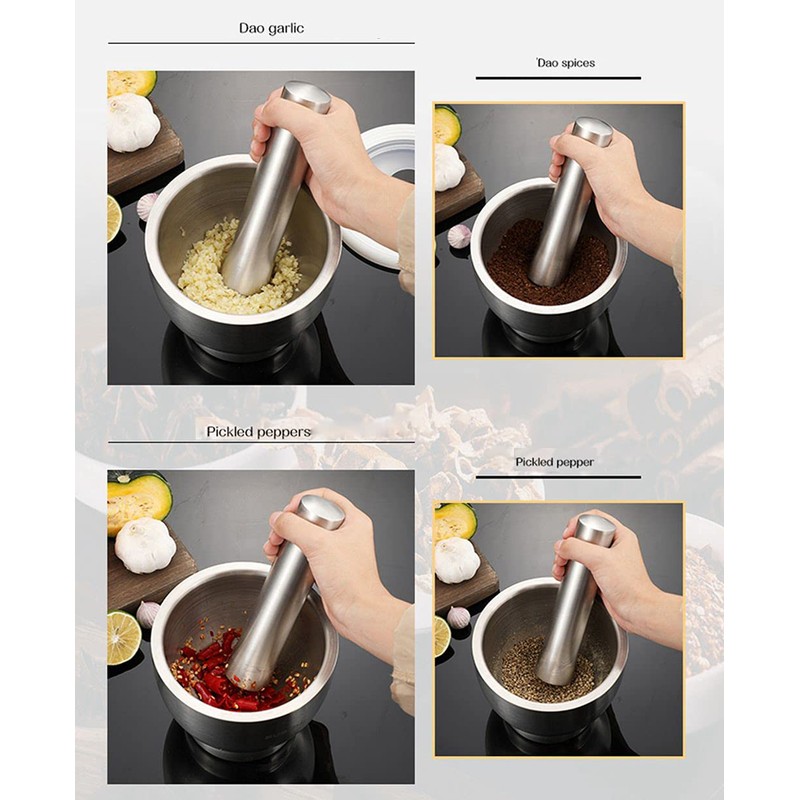 HomDSim Mortar and Pestle Set 5 Inch Large Capacity Stainless