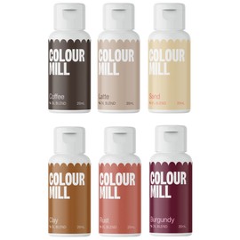 Colour Mill Outback Oil-Based Food Coloring, 20 Milliliters Each of 6 Colors: Burgundy, Clay, Coffee, Latte, Rust and Sand 4.08 Fl Oz 120 milliliters