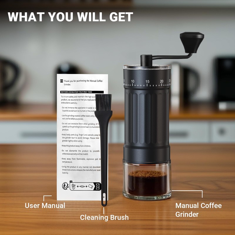Mini Manual Coffee Grinder with CNC Stainless Steel Conical Burr