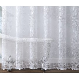 Warm Home Designs Small White Lace Shower Curtain. Clear Shower Curtain with Rustic Leaf Pattern. 36 x 72 Inch Farmhouse Stall Shower Curtain Creates Beautiful and Elegant Shower Decor. GR White 36"
