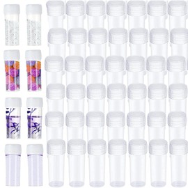 Botella pequeña de muestra, 50PCS 5ml viales de plástico con tapa, Botellas de muestra de 5ml, Contenedor de botella de muestra transparente con tapa para artículos pequeños