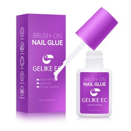 Gelike EC Extra Strong Nail Glue - Brush On Nail Glue for False Nails Tips, Press On Nails, Quick-Drying, No Need UV Lamp, Durable & Long-Lasting for Broken Nail, Nail Tips, Nail Salon