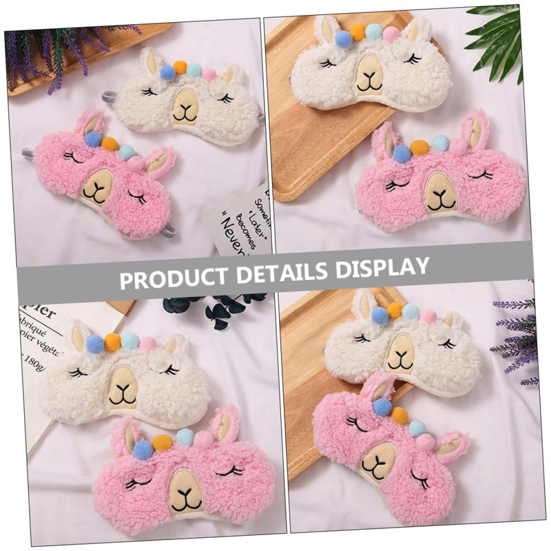 Outanaya 2Pcs Cartoon Animal Eye Masks Plush Eye Covers for