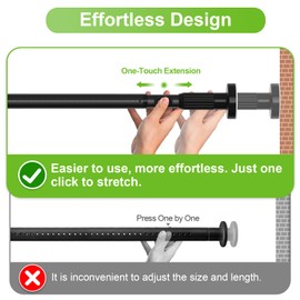 Extra Long Tension Rod 41-165inch Heavy Duty Tension Curtain Rods no Drilling Outdoor Curtain Rod for Patio,Windows,Diameter 1.26inch Black