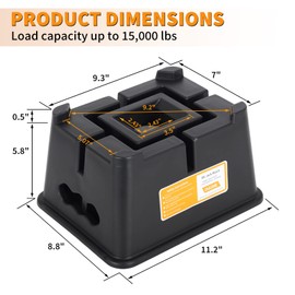 OULEME Heavy Duty Trailer Jack Block, for RV Camper Travel Trailer 5th Wheel, fits Tongue Stand Jack Post/Wheels, Round and Square Stabilizer Foot Plate, Supports up to 15,000 lbs