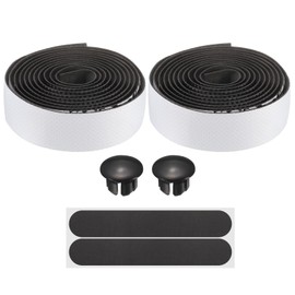 HARFINGTON Bike Handlebar Tape PU EVA Soft Bicycle Bar Tape with Adhesive Backs and End Plug for Road Cycling Folding Bicycles Enhance Bike Grip, Black/White