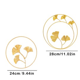 Hoshisea Metall Ginkgoblatt Dekoration, Eisen Wandskulpturen Gold Wandbilder, Gold Wanddeko, Geeignet für Schlafzimmer, Wohnzimmer, Büro, moderne Dekoration, Foto-Requisiten