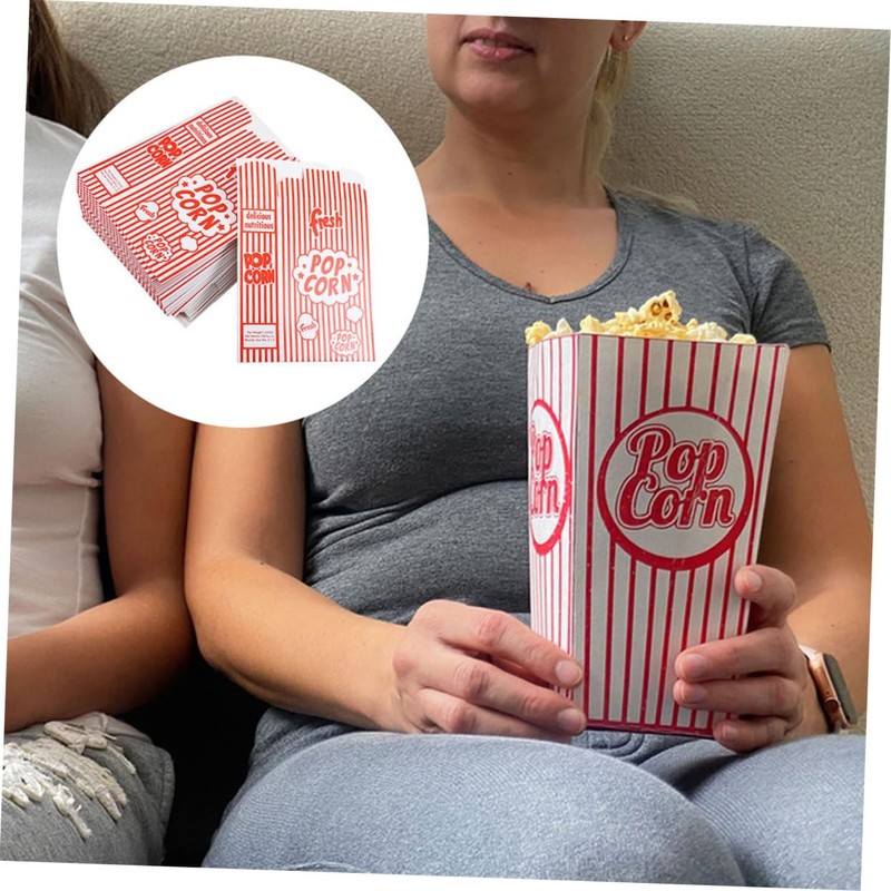 iplusmile 25pcs Striped Popcorn Boxes Paper Snack Treat Containers for