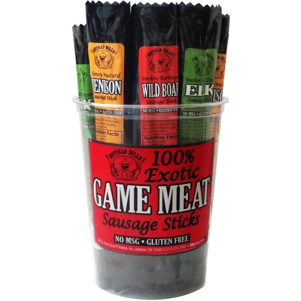 Buffalo Bills 100% Exotic Game Meat Sausage Sticks (mixed 1oz sticks - elk, venison and wild boar)