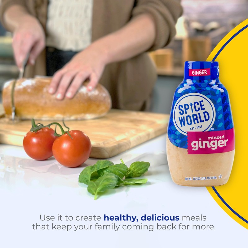 Spice World Squeezable Minced Ginger – 22.75oz Ready-to-Use Squeeze Ginger