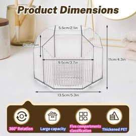 5 Slots 360° Degree Rotating Pen Organizer, Desk Pen Holder,Brush Holder Makeup and Pencil Pen Storage Organizer Desk Organizers, forOffice, School, Home Desk Storage Stationery Supplies Storage