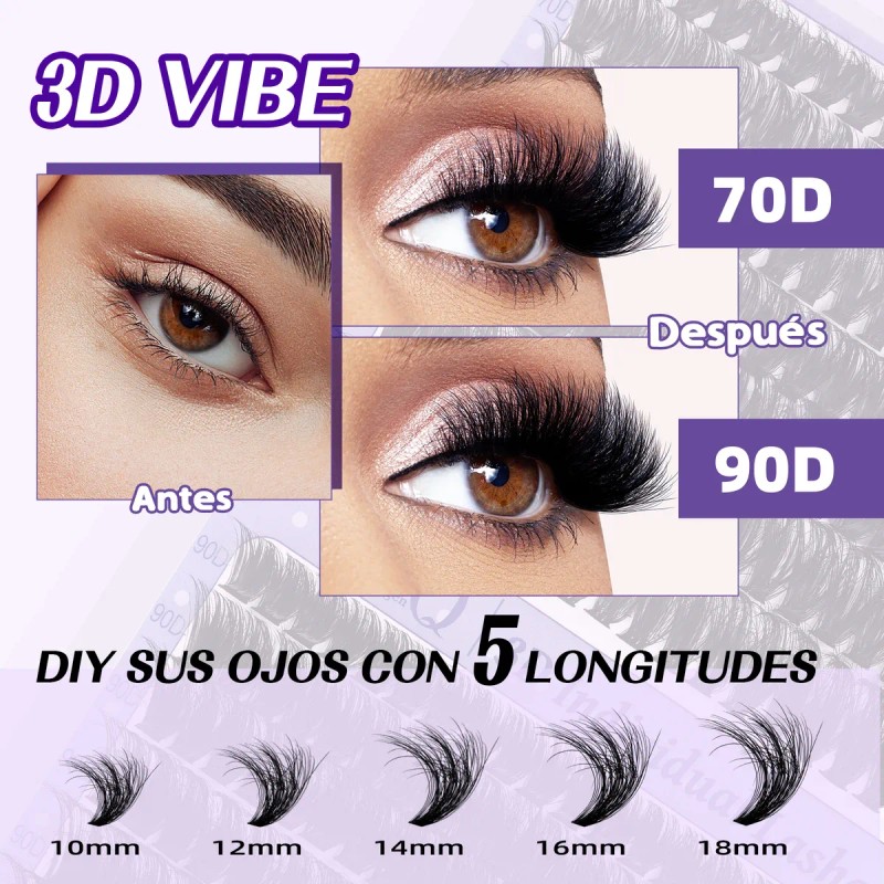 Extensiones De Pestañas Kit 3d Gruesas Individuales B&q